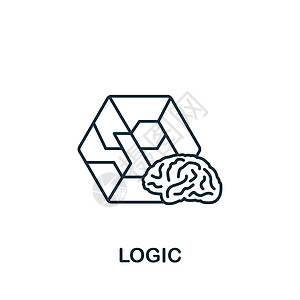逻辑图标 用于模板 网络设计和信息图的单色简单图标算法智力解决方案数据库正方形头脑电脑心理学战略代码图片