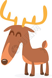 卡通鹿的字符说明 矢量孤立驯鹿森林插图玩具鹿头鹿角艺术孩子们动物打印图片