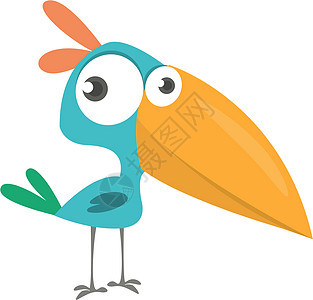 有趣的蓝鸟漫画 关于孤立在白色上的森林蓝鸟的矢量插图 鸟类平板图标设计绘画翅膀横幅异国情调微笑艺术蜂鸟蓝色青鸟图片