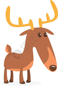 卡通鹿的字符说明 矢量孤立喇叭鹿角孩子们绘画木头吉祥物微笑麋鹿打印森林图片