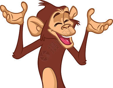 卡通猴子黑猩猩 快乐猴子品格的矢量插图线条婴儿猩猩大眼睛情感艺术漫画绘画微笑尾巴图片