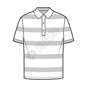 Shirt 橄榄球条纹技术时尚插图 短袖 外衣长度 超大的身体 Henley项圈青年马球针织男人裙子设计计算机袖子女性收藏图片