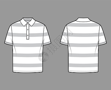 Shirt 橄榄球条纹技术时尚插图 短袖 外衣长度 超大的身体 Henley项圈男性计算机服装针织棉布设计毛衣按钮青年成人图片