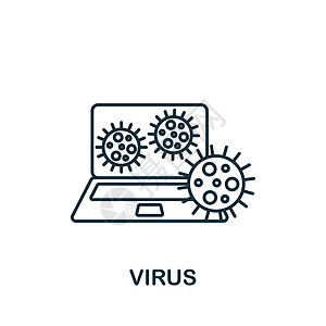 用于模板 网络设计和信息图的单色简单电脑化图标 VIV 图标疾病发烧细菌药品面具危险病菌微生物病原生物图片
