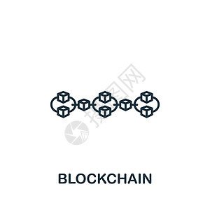 块链图标 单色简单加密货币图标 用于模板 网络设计和信息图的功能互联网公司立方体钱包代码交易插图硬币节点密码学图片