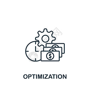 优化图标 单色简单线条数据科学图标 用于模板 网络设计和信息资料图等研究项目金融标识手术实施插图车轮生产生长图片