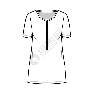 项圈技术时装插图 短袖 超大体积 小铅笔裙衬衫绘画袖子背心计算机女士设计长袍小样太阳裙背景图片