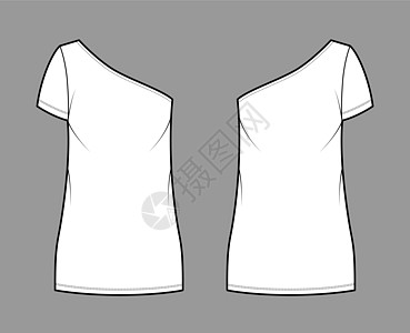 用短袖 超大体积 小铅笔长裙服饰 穿戴一个肩部技术时装插图设计衬衫草图袖子女孩棉布纺织品背心计算机吊带背景图片