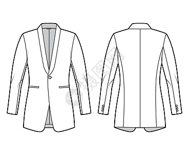 餐具上装的夹克西服礼服Texedo技术时装插图 单胸 长袖 喷口袋男性商业男人设计衬衫套装外套绘画女士西装图片