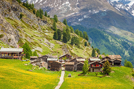 瑞士春季伊德立西边风景和泽马特村(Zermatt)图片