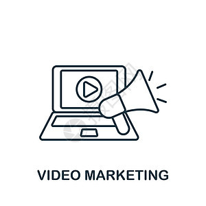 视频营销图标 单色简单数字营销图标 用于模板 网络设计和信息资料图等目的市场引擎服务网站博客商业社会插图活动技术背景图片