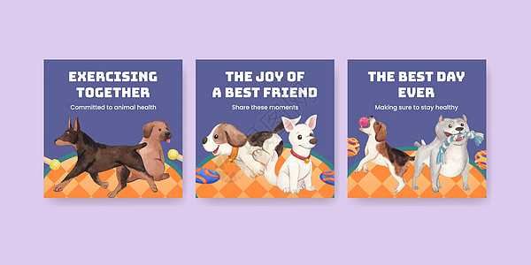 带有全国取水日概念 水彩风格的板条模板行动玩具插图社交花园犬类宠物广告动物跑步图片