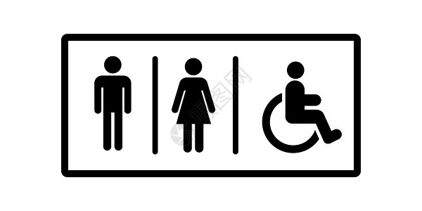 洗手间标志 与有残疾符号的女士 男子和人的厕所标志 矢量说明图片