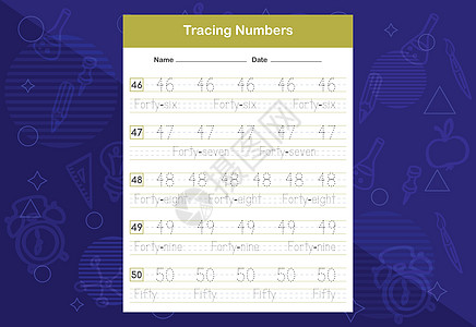 追踪数字工作表 儿童教育工作表 学习数等 等等写作幼儿园卡通片游戏数学学校痕迹染色家庭作业活动图片
