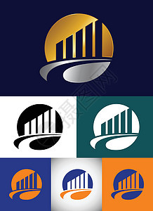多种颜色变化财务和会计标志设计矢量模板银行贷款投资商业贸易生长插图图表营销技术图片