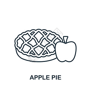 Apple Pie 图标 用于模板 网络设计和信息图的单色简单线条快餐图标插图水果火鸡糕点食物蛋糕面包甜点卡通片标识图片