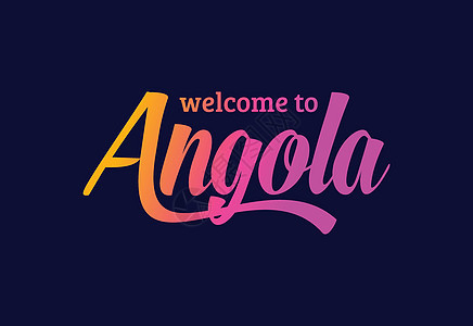 欢迎来到安哥拉 Word Text 创意字体设计插图 欢迎签署国家邮票丝带世界刻字首都旅行城市旋风紫色图片