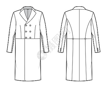 夹克技术时装插图 长袖 有标记的项圈 34膝盖长度衣服民间女孩外套女士织物纺织品绘画衬衫大衣图片
