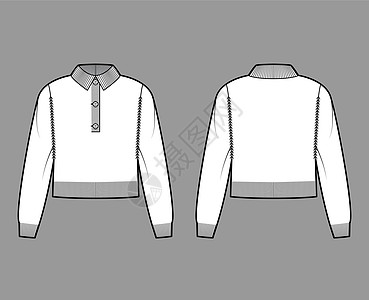 用肋部汉利颈 项圈 长袖 腰长度 编织剪裁 绘制滑雪手式技术时装图全体计算机插图衬衫女孩羊毛球座服饰球衣织物背景图片