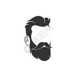 男性发型图标设计插图胡子男人艺术绅士成人理发店胡须理发黑色潮人图片