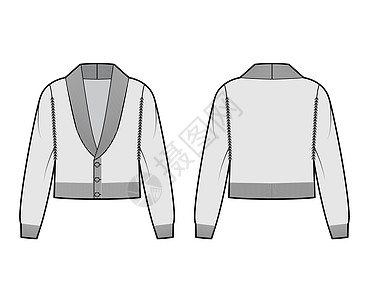 用袖子 放松身体 腰部剪裁 特写按钮来绘制滑雪手式技术时装图示羊毛计算机球衣绘画夹克全体女性女装套衫女士图片