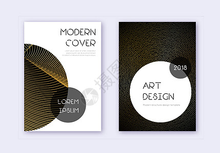 Trendy 覆盖设计模板集 金抽象里活力海报封面创造力艺术线条小册子推介会杂志目录图片