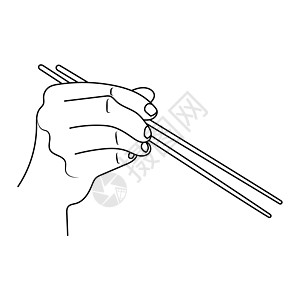 手笔草图中的筷子矢量插图图片