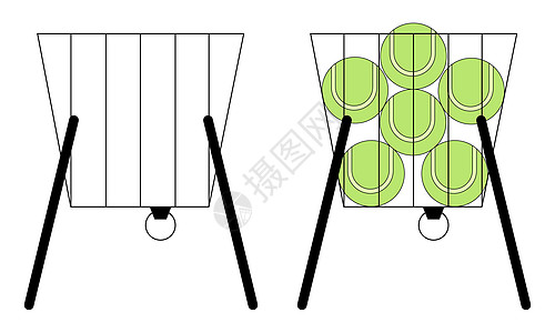 网球篮和全象形图矢量说明图片