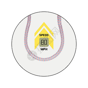 有投球速度传感器象形图矢量插图的棒球图片