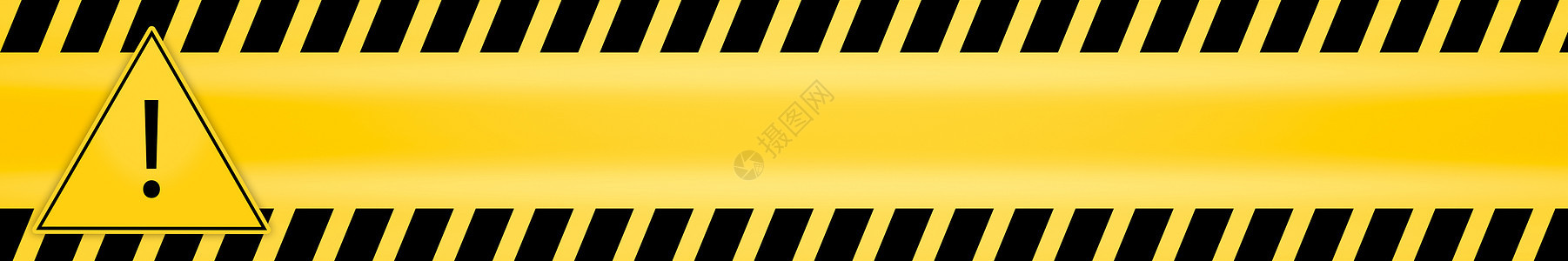 三角形框内的感叹号注意警告危险标志和警告线危险警告以引起注意建造冒险插图安全边界丝带横幅事故警报预防图片