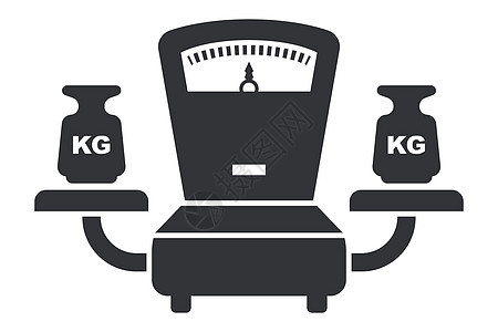 比例尺的黑色图标 在市场上有重量 平面矢量说明仪表厨房浴室工具测量平衡食物身体损失金属图片