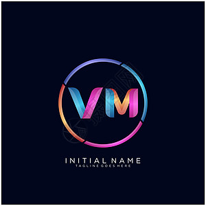 VM 字母标识图标设计模板元素营销公司黑色创造力虚拟机网络插图艺术身份品牌图片