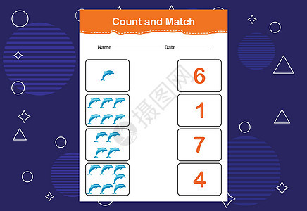 计数并匹配正确的数字 配对教育游戏 数一数物品的数量并选择正确的数量消遣计算测试谜语逻辑数数卡通片闲暇团体幼儿园图片