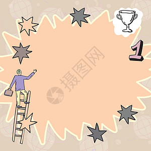 绅士爬上梯子 试图达到星和大目标 有文件的 向上发展 简写人 确定进步和改善 掌声成就商务蓝色想像力男人运动乐趣墙纸星形竞赛图片