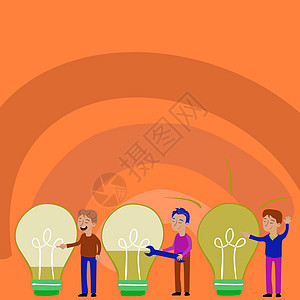 3个人用鞭子修补电动批量 领导人指向工作灯光 展示手指重要信息 掌声商务灯泡成人人士设备技术领导创造力卡通片环境图片