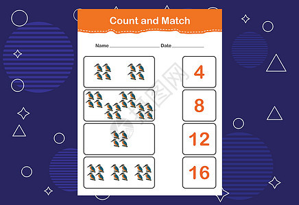 计数并匹配正确的数字 数一数有多少只鸟并选择正确的数字卡通片教育鸟类游戏逻辑学校闲暇数学幼儿园消遣图片