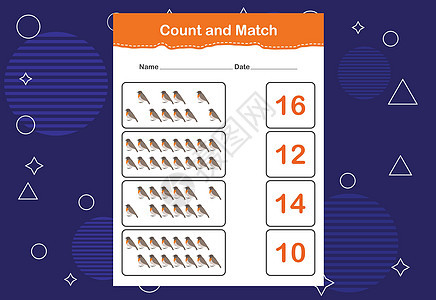 计数并匹配正确的数字 数一数有多少只鸟并选择正确的数字消遣测验代数教育鸟类玩具数学数数谜语解决方案图片