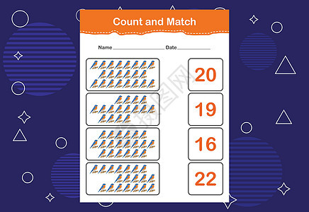 计数并匹配正确的数字 数一数有多少只鸟并选择正确的数字幼儿园计算代数工作团体谜语学习闲暇游戏测试图片