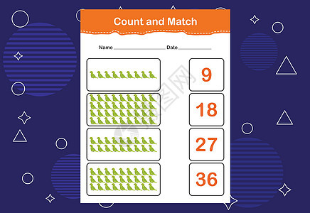 计数并匹配正确的数字 数一数有多少只鸟并选择正确的数字游戏活动团体幼儿园卡通片解决方案消遣数数闲暇谜语图片