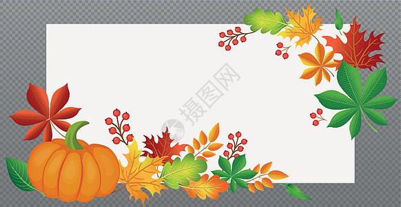 秋季网络模板透明背景和文本位置  矢量 Y墙纸叶子植物销售海报艺术故事金子橙子框架图片