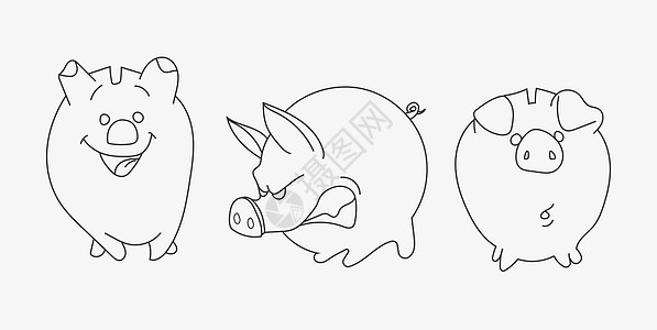以不同情感收集有趣的猪表情字符 矢量集( Y)图片