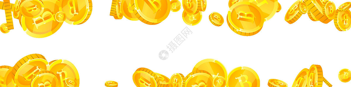 泰国铢硬币下跌 黄金散落THB运气优胜者金币金子金属银行百万富翁空气财富市场图片