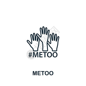 Metoo 图标 一色简单线条用于模板 网络设计和信息图的骚扰图标女士生长优胜者经理主义领导者英雄勇气井号阴影图片