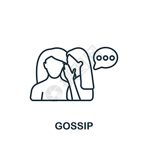 Gossip 图标 单色简单线条为模板 网络设计和信息图设置的骚扰图标顾客说话泡泡扬声器嗓音男人讲话气泡气球圆圈图片