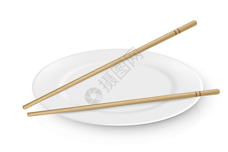 矢量现实的圆形白板 上面有竹棍 东亚烹饪的设计装饰品;图片