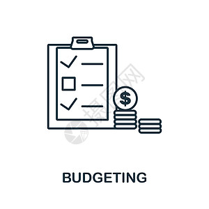 预算平面图标 审计员收藏中的彩色元素符号 用于网页设计 信息图表等的平面预算图标标志投资营销商业订金金融资产项目审计平衡基金图片