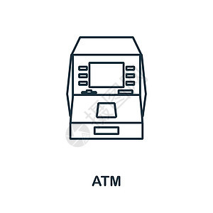 Atm 线性图标 用于模板 网络设计和信息图的单色简单 Atm 大纲图标图片