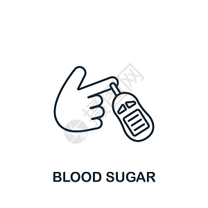 血糖图标 用于模板 网络设计和信息图的线条简单健康检查图标图片
