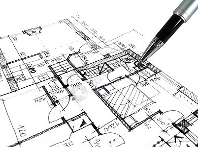 房屋项目的建筑绘图计划建筑 工程和房地产风格的概念房子工程师草稿铅笔办公室设计师建设者财产打印图表图片