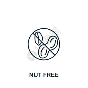 Nut Free 图标 用于模板 网络设计和信息图的线性简单图标图片